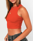 LE LIS ROUND NECK SLEEVELESS CROP TOP