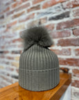ALASHAN CASHMERE LUXE RIBBED FOX POMPOM HAT
