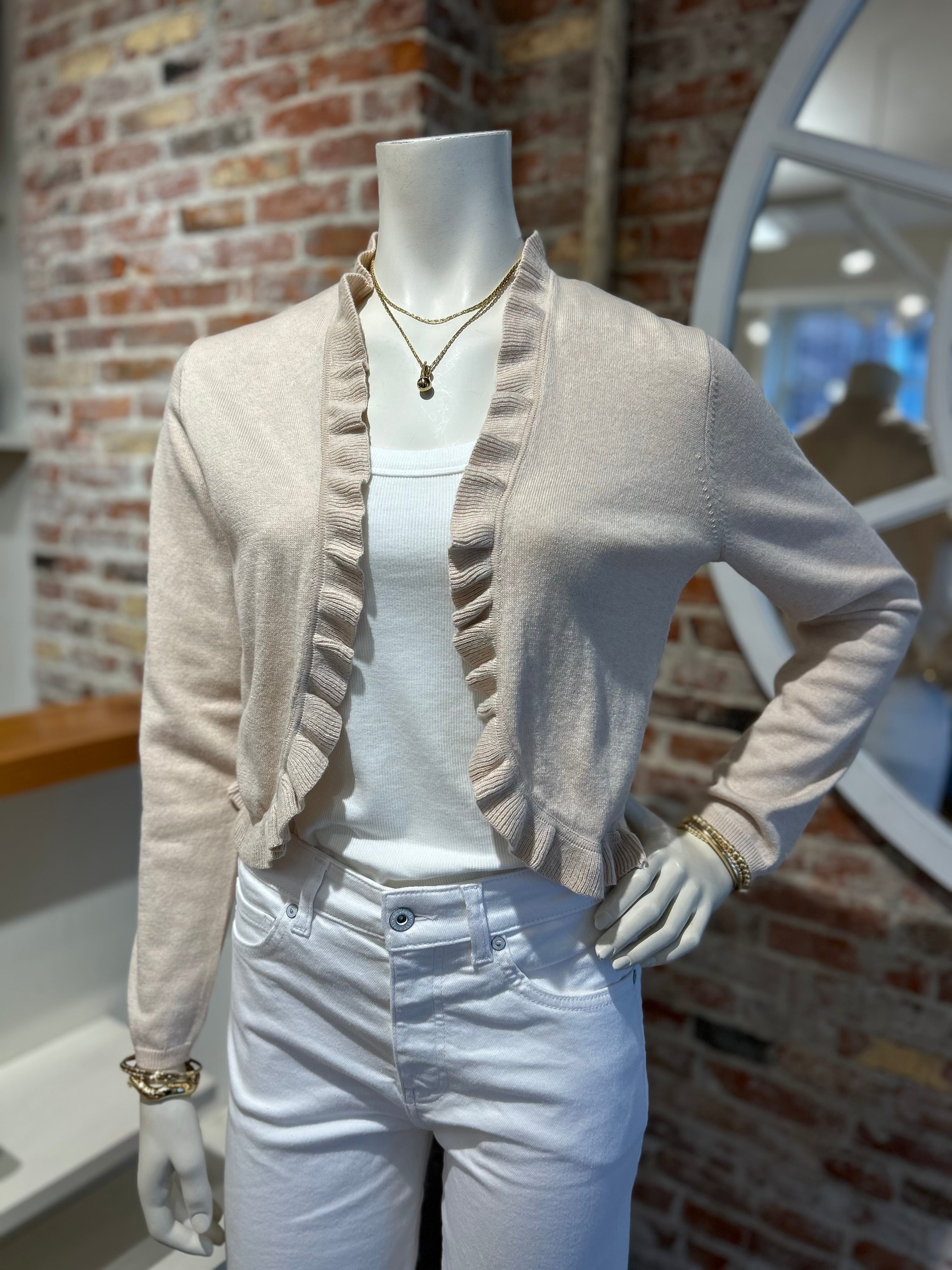 ALASHAN CASHMERE COTTON RUFFLE EDGE BOLERO