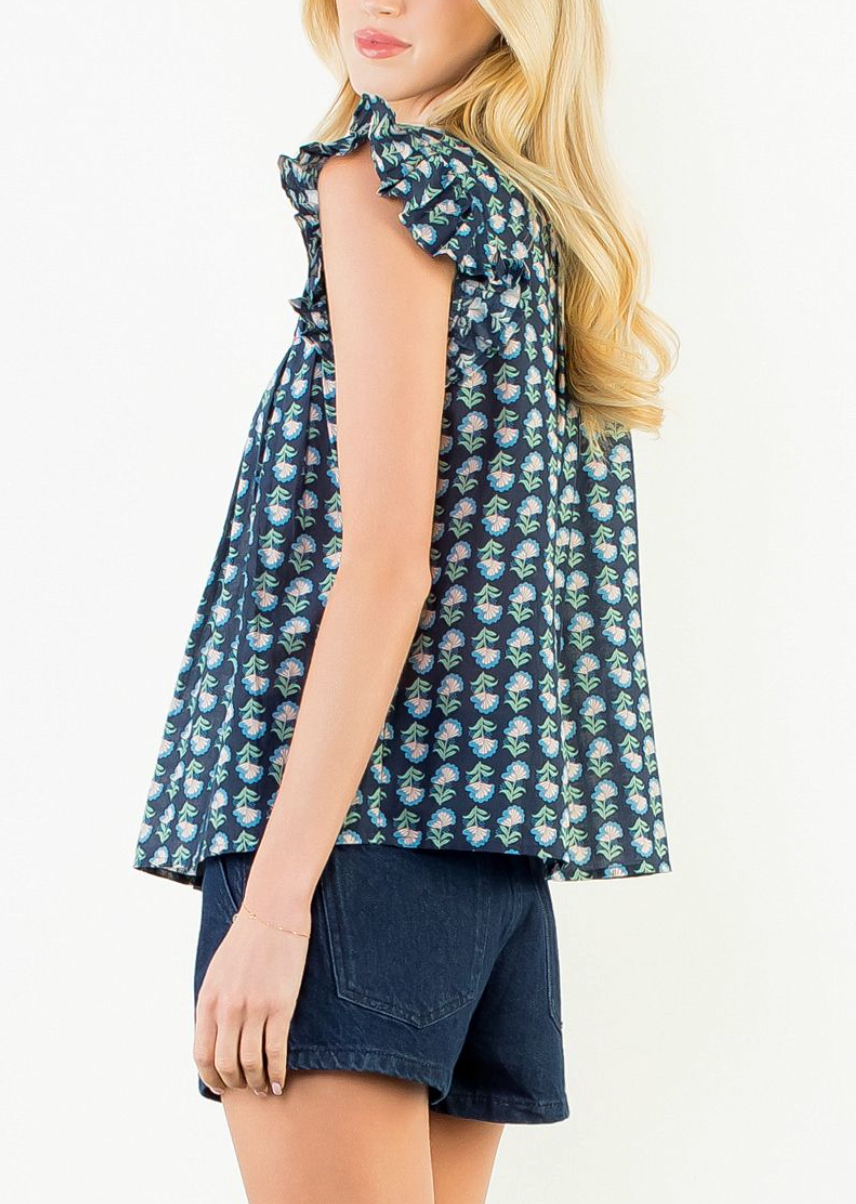 THML PENNY FLUTTER SLEEVE TOP