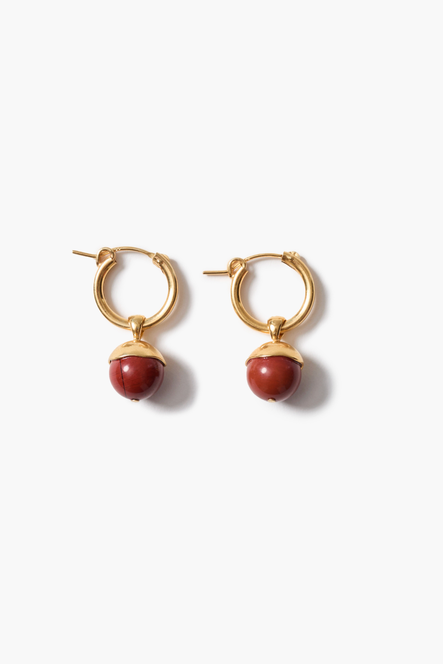 CHAN LUU GOLD HOOPS W/ RED JASPER DROPS