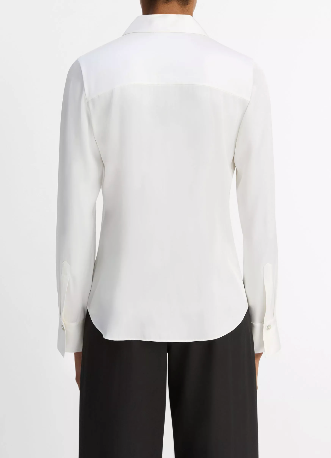 VINCE SILK-BLEND SLIM BUTTON-FRONT BLOUSE