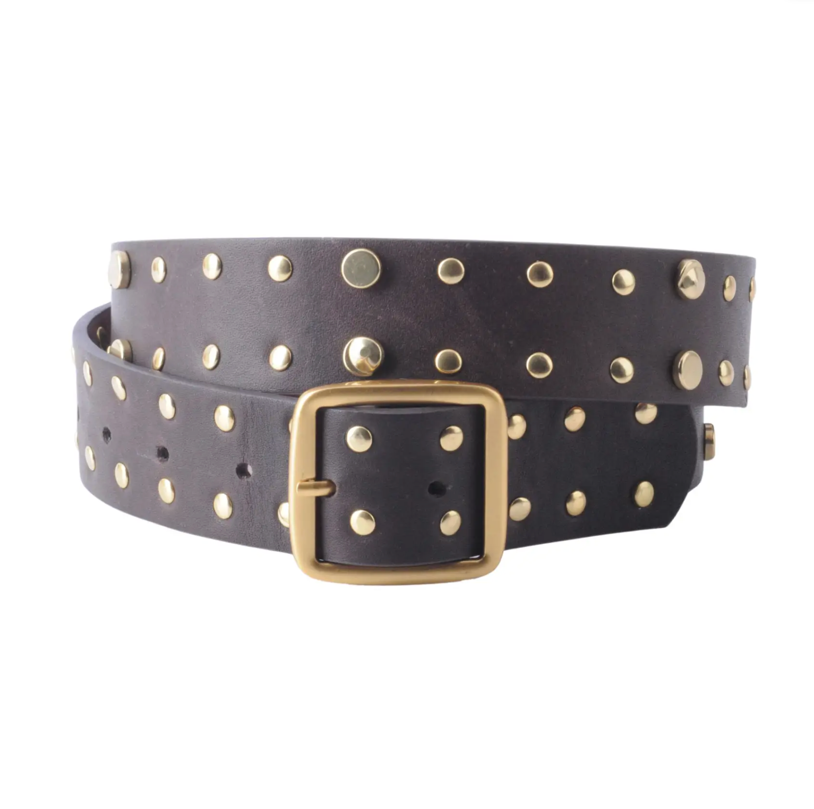 MOST WANTED USA ALLOVER STUDDED SQUARE BUCKLE LEATHER BELT