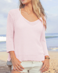 WOODEN SHIPS LEXIE 3/4 SLEEVE V COTTON