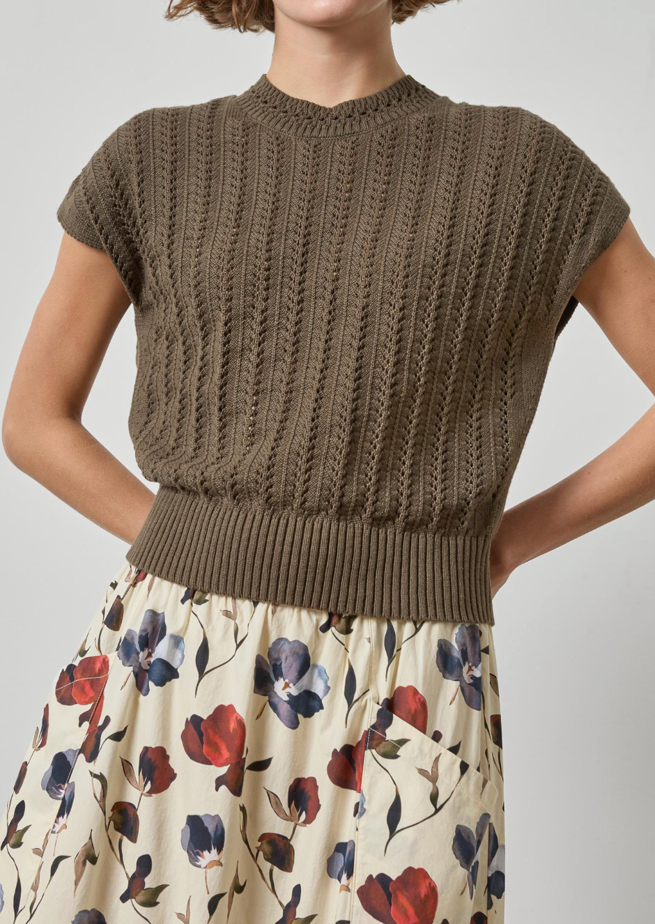 LILLA P NOVELTY STITCH WEDGE SWEATER