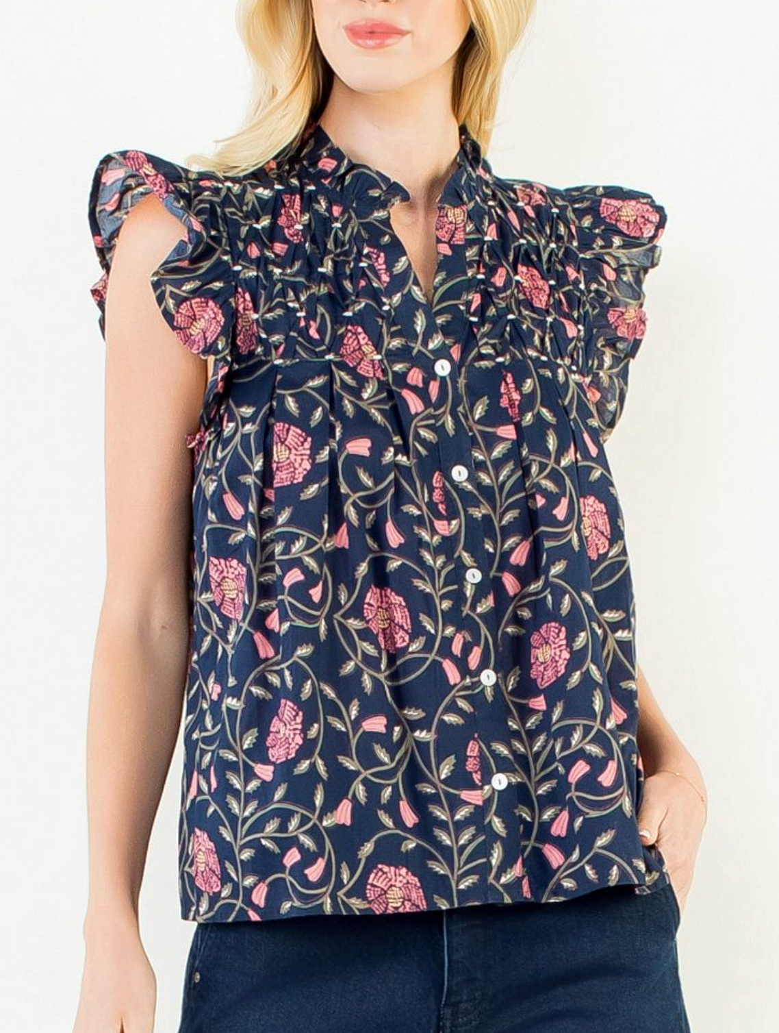 THML PENNY FLUTTER SLEEVE TOP