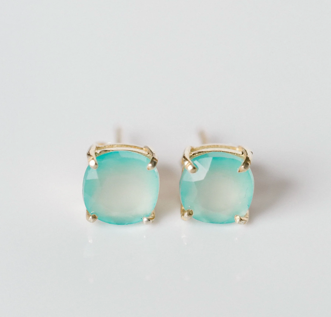 ELLI PARR EMMY STUDS - AQUA CHALCEDONY