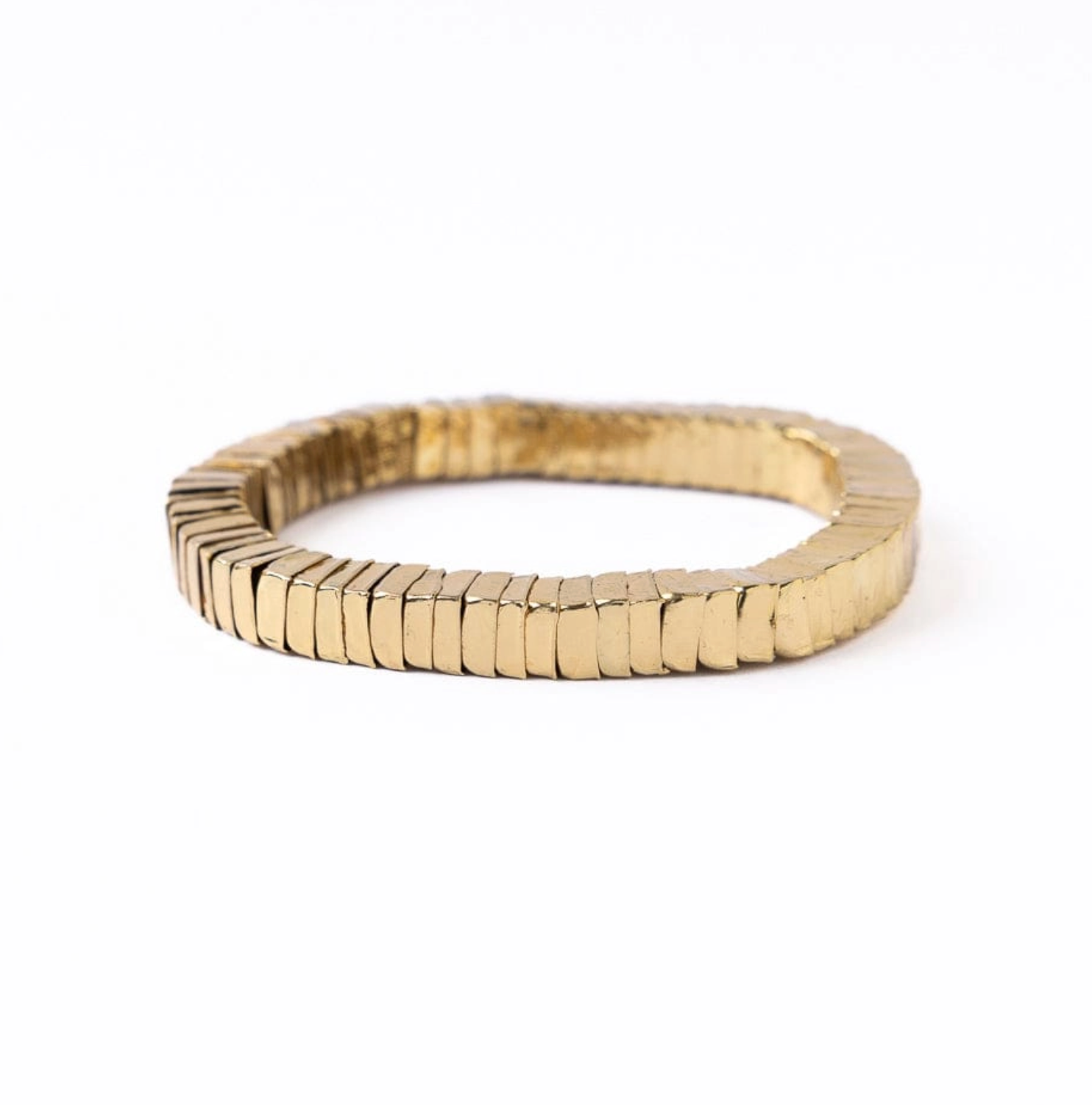 INK + ALLOY LUCILLE SQUARE BEAD STRETCH BRACELET BRASS