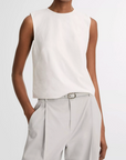 VINCE LINEN CREW NECK SHELL