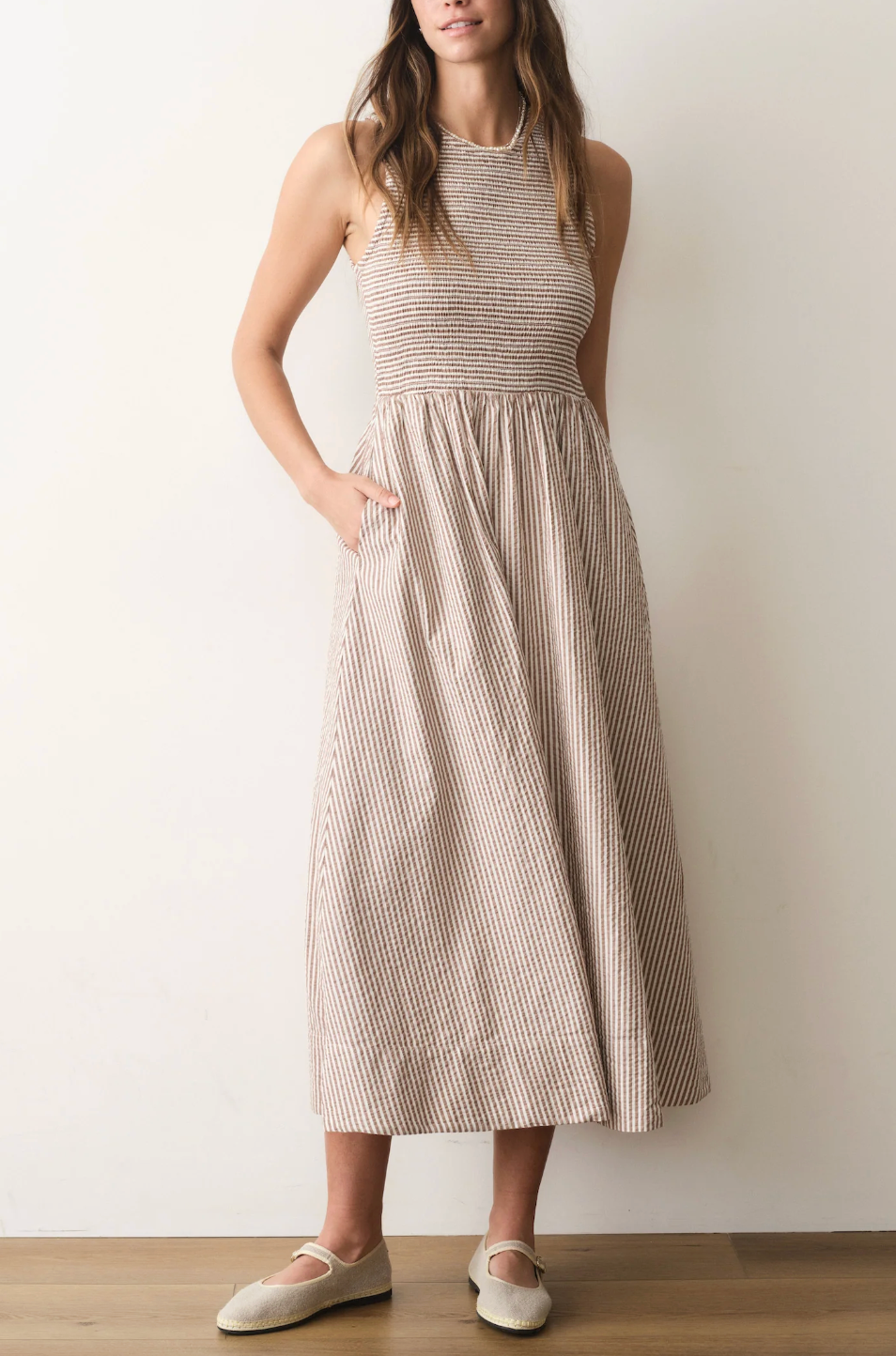 MARINE LAYER DARCY SEERSUCKER MAXI DRESS