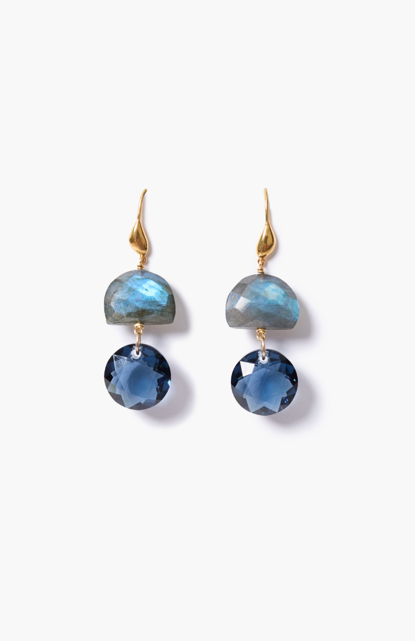 CHAN LUU CRYSTAL AND LABRADORITE DROP EARRINGS