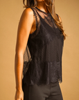 MIOU MUSE DELICATE LACE AND SHEER DOT-MESH SLEEVELESS TOP