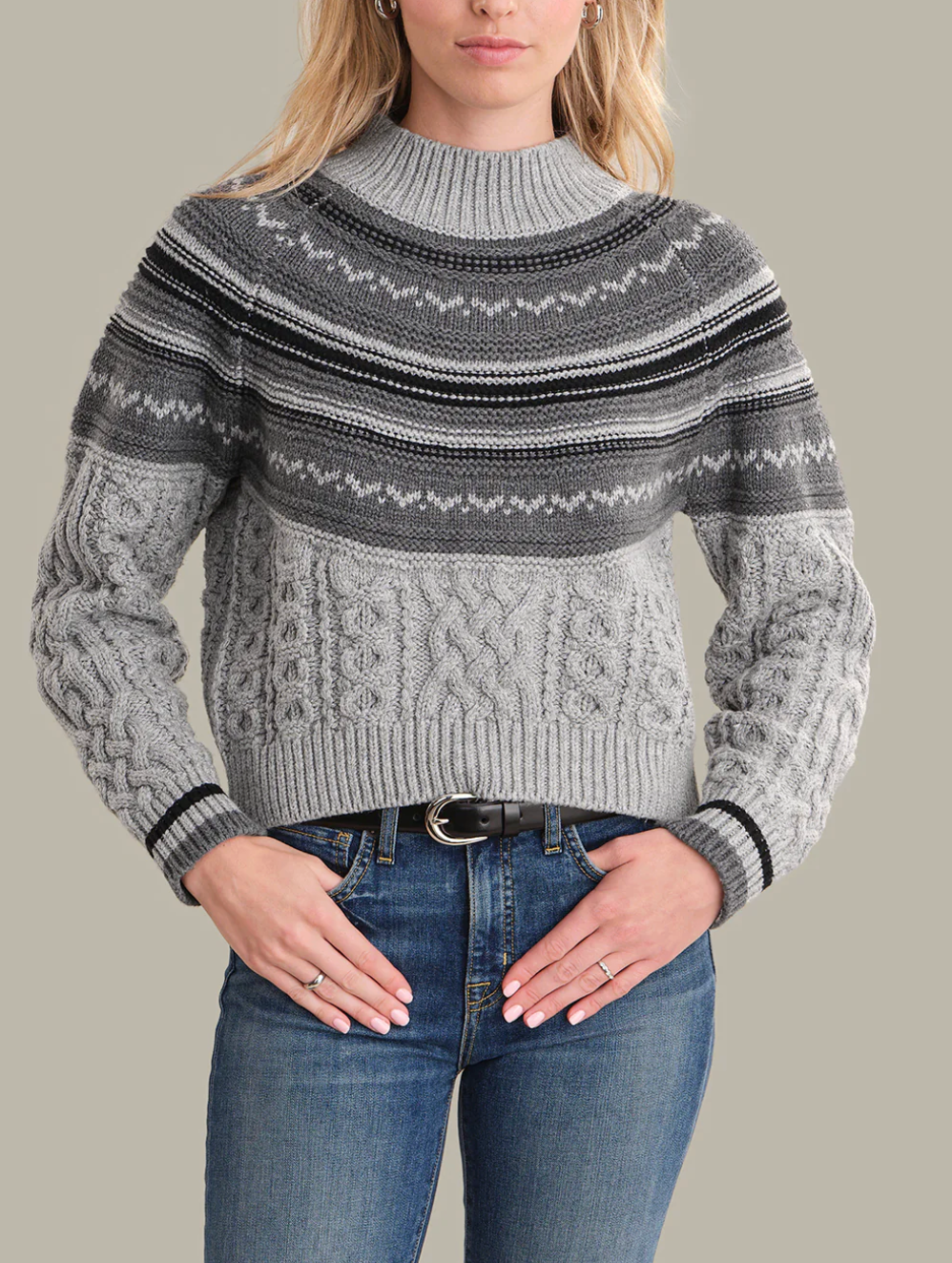 525 AMERICA AYANA CABLE PULLOVER WITH PATTERN YOKE