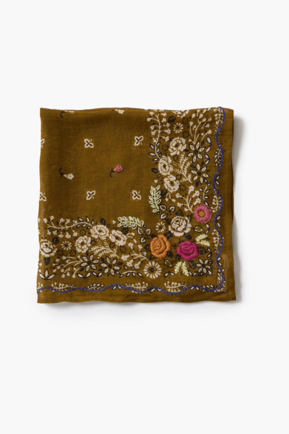 CHAN LUU EMBROIDERED FLORAL BANDANA