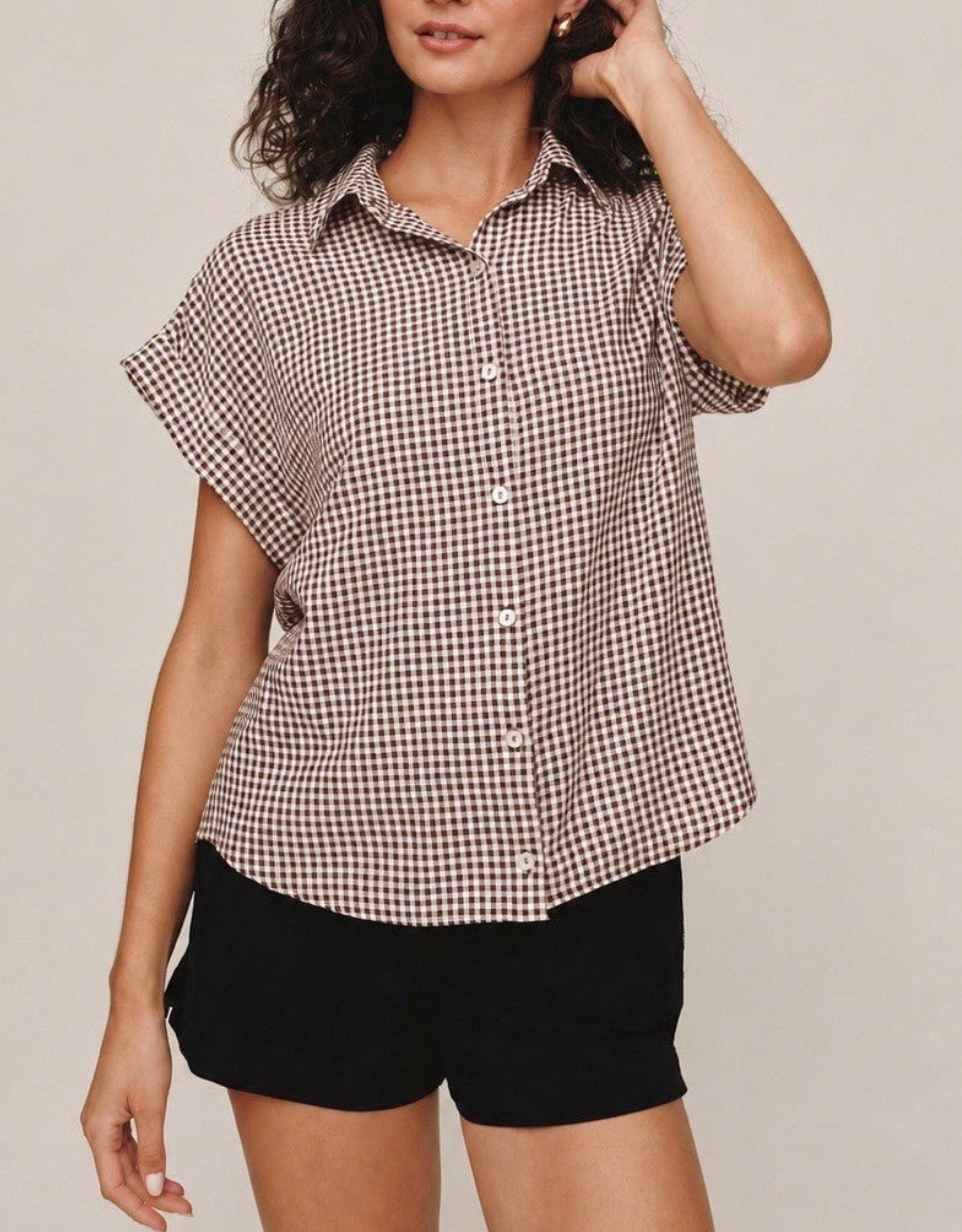 BELLA DAHL SHORT ROLL SLEEVE SHIRT