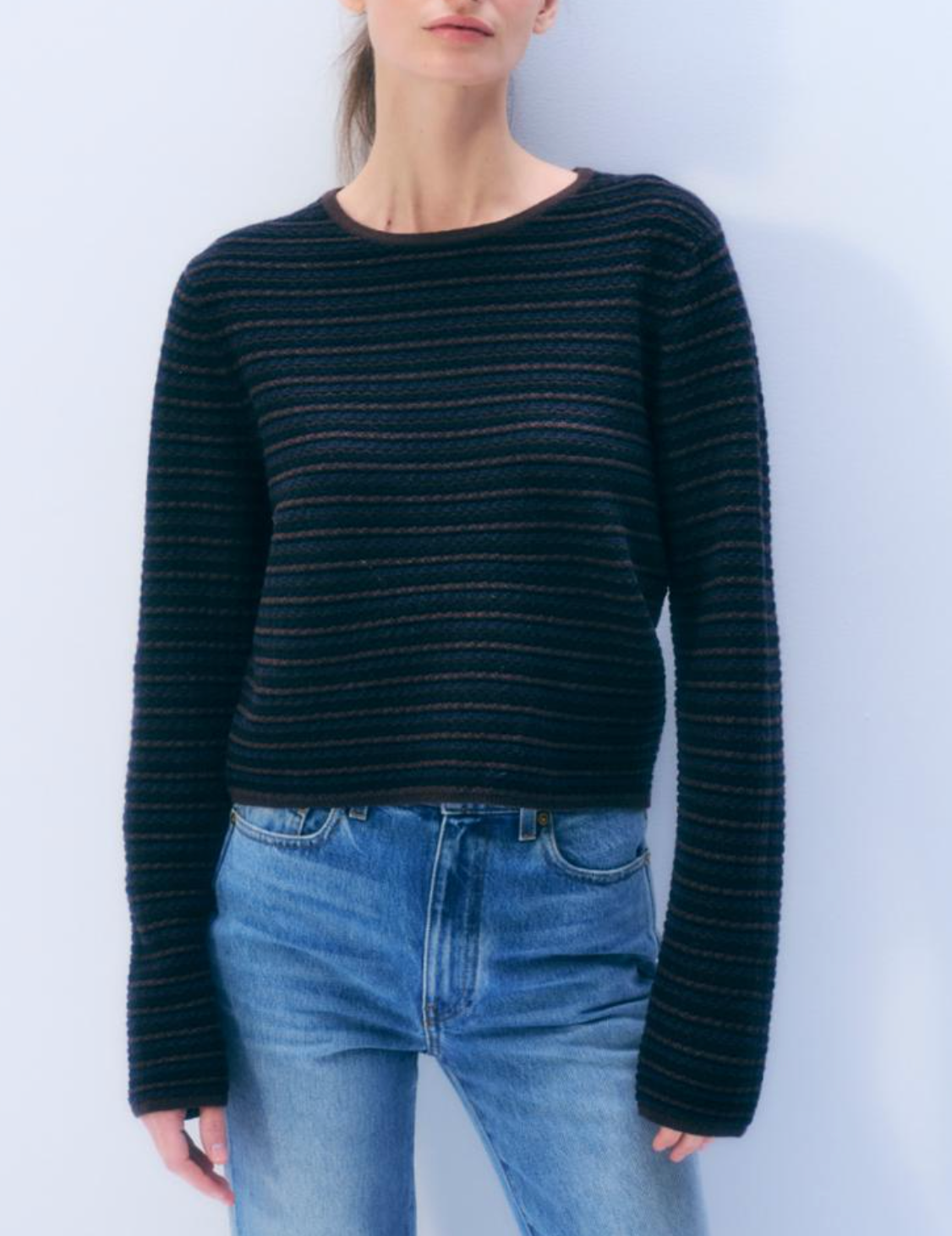 WHITE &amp; WARREN CASHMERE STRIPED SWEATER