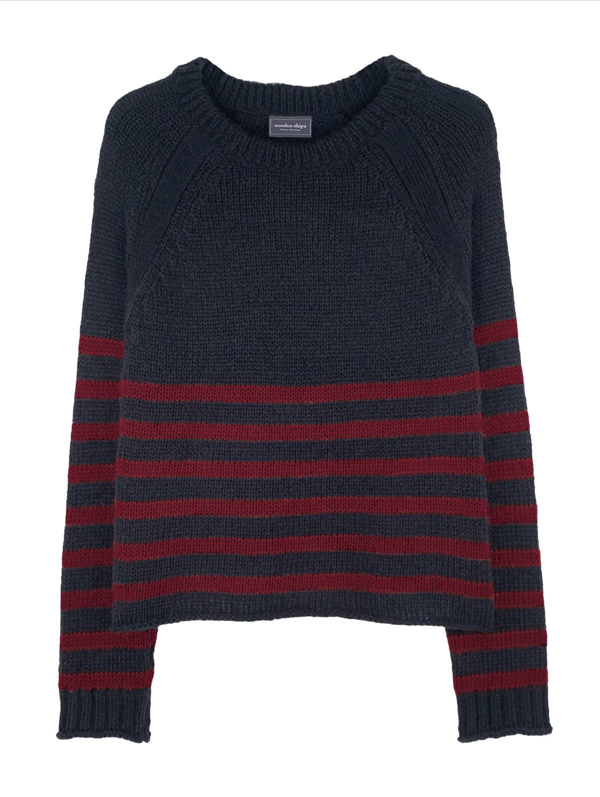 WOODEN SHIPS SADIE STRIPED RAGLAN CREW CHUNKY