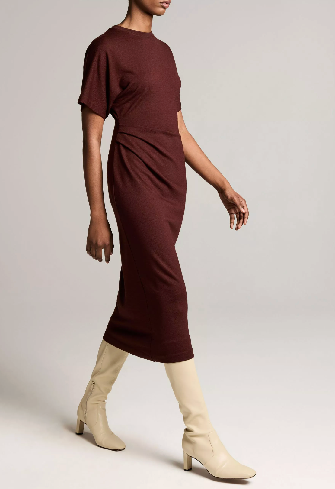 VINCE S/S SIDE ROUCHE DRESS