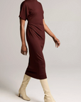 VINCE S/S SIDE ROUCHE DRESS
