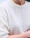 WHITE & WARREN CASHMERE CABLE SHORT SLEEVE SWEATER