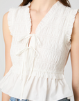 FRENCH CONNECTION RHODES POPLIN SMOCKED TOP