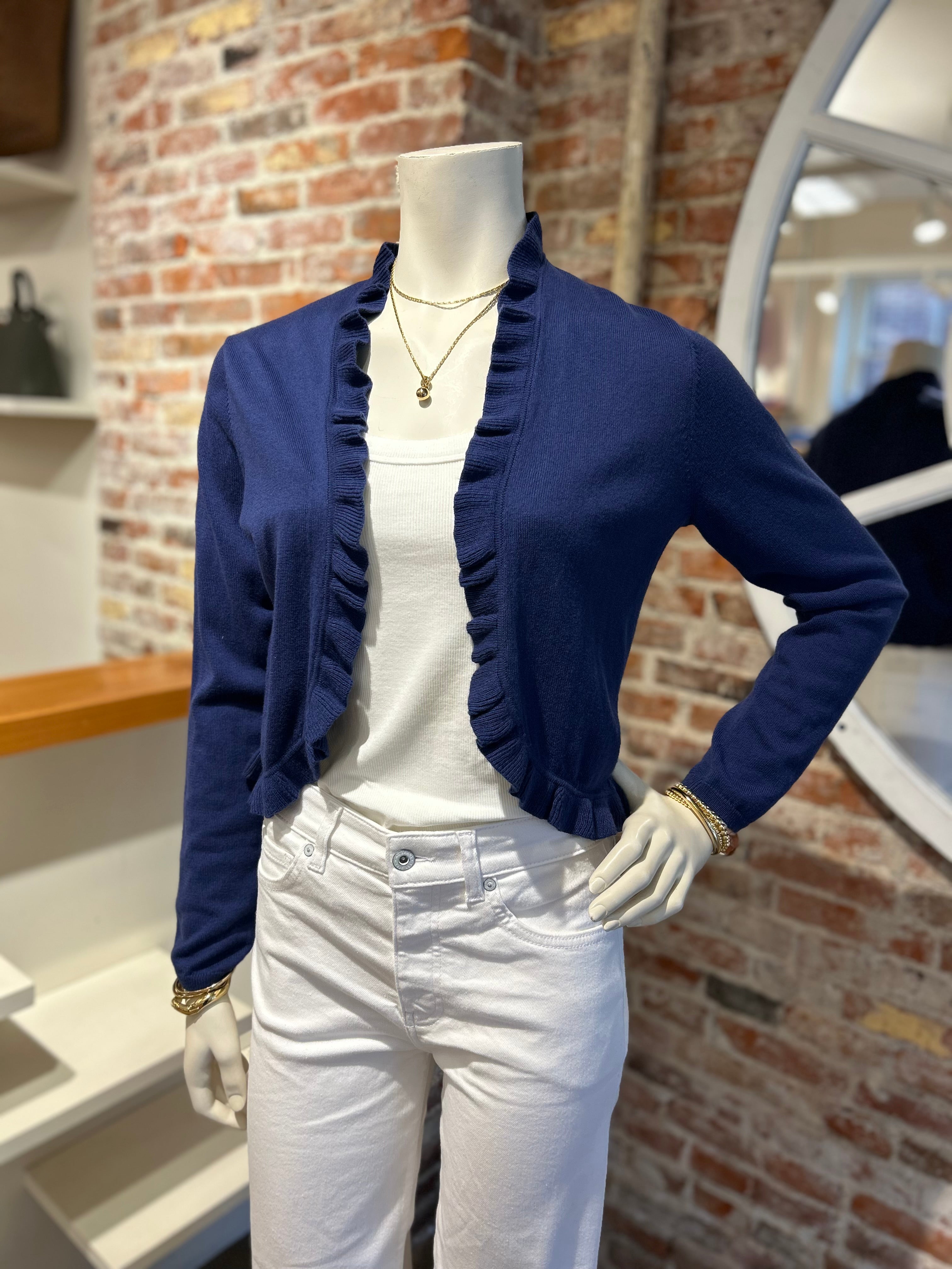 ALASHAN CASHMERE COTTON RUFFLE EDGE BOLERO