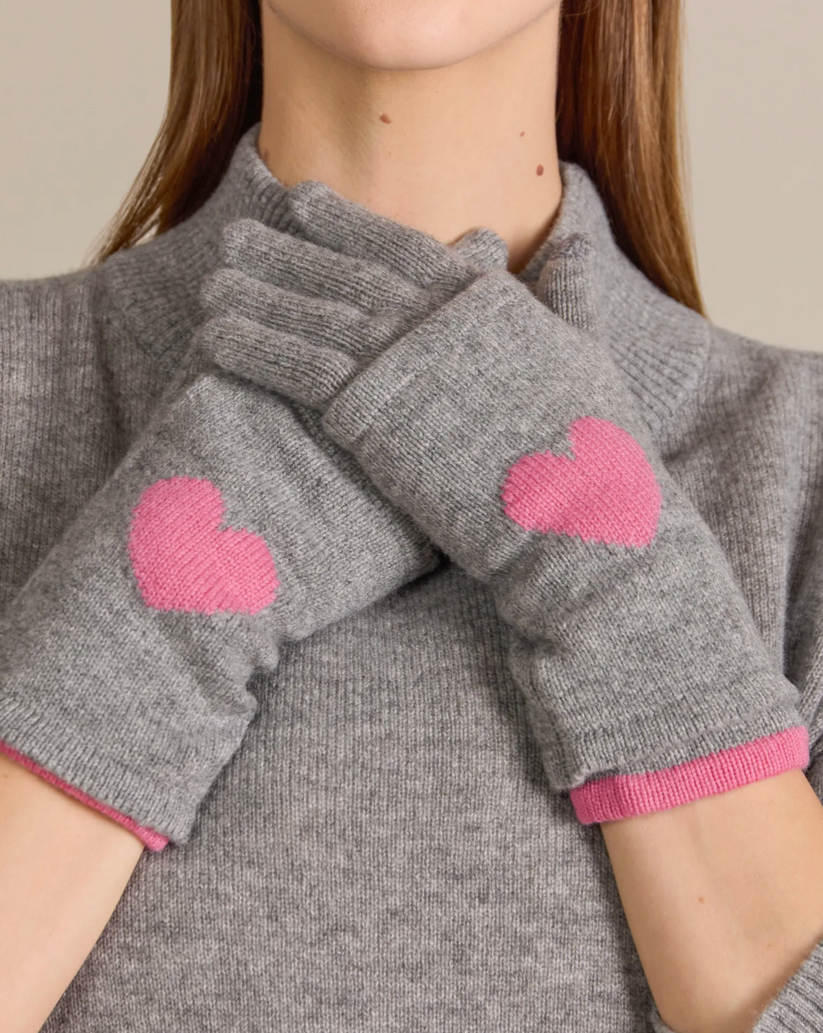 ALASHAN 100% CASHMERE HEART INTARSIA 3-IN-1 GLOVE