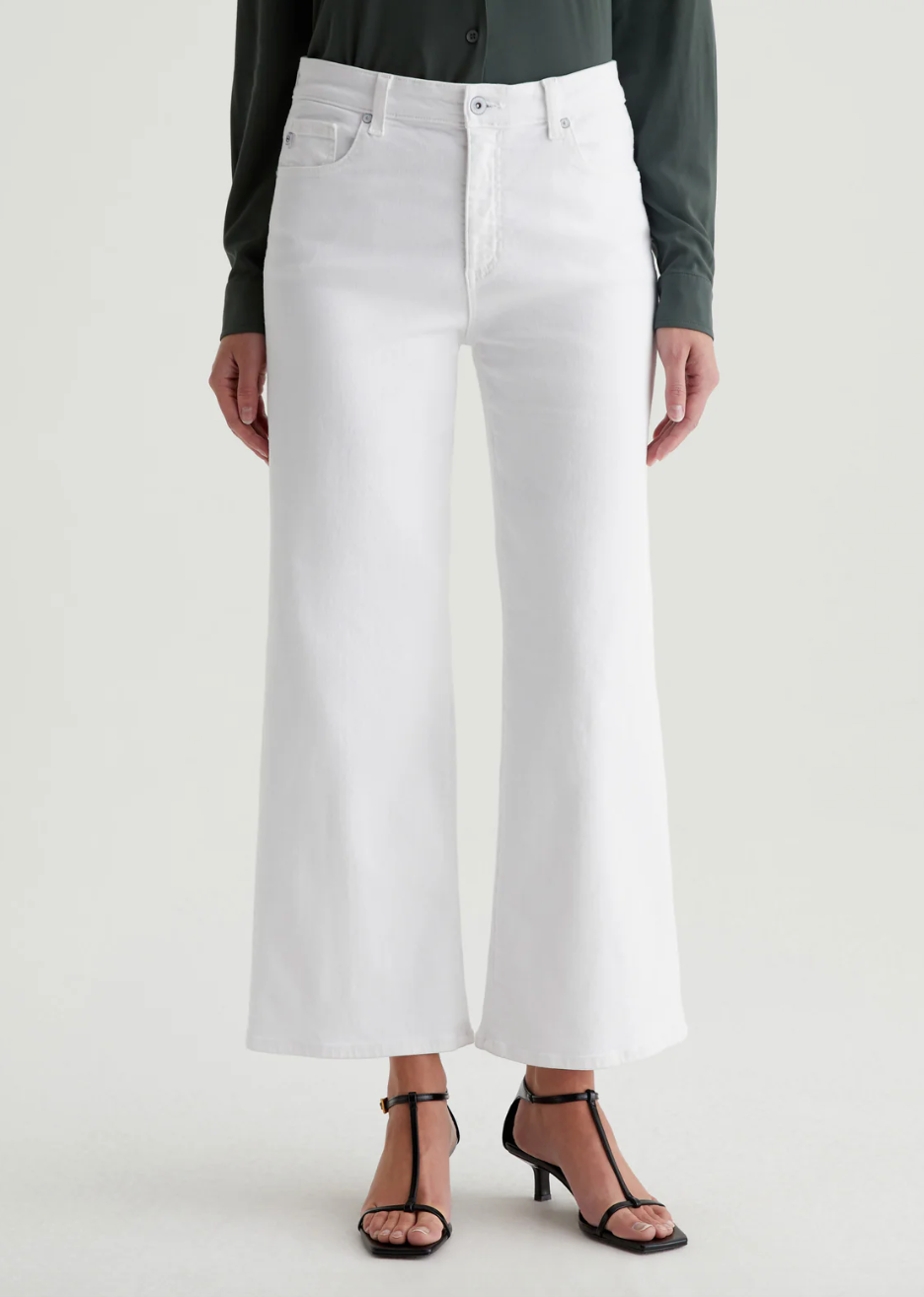 AG SAIGE WIDE LEG CROP OPTIC WHITE
