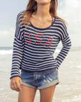 WOODEN SHIPS USA STRIPED COTTON CREW