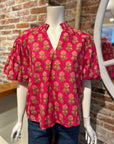 THML PUFF SLEEVE FLOWER PRINT TOP