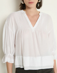 NATION SCARLET PINTUCK BLOUSE