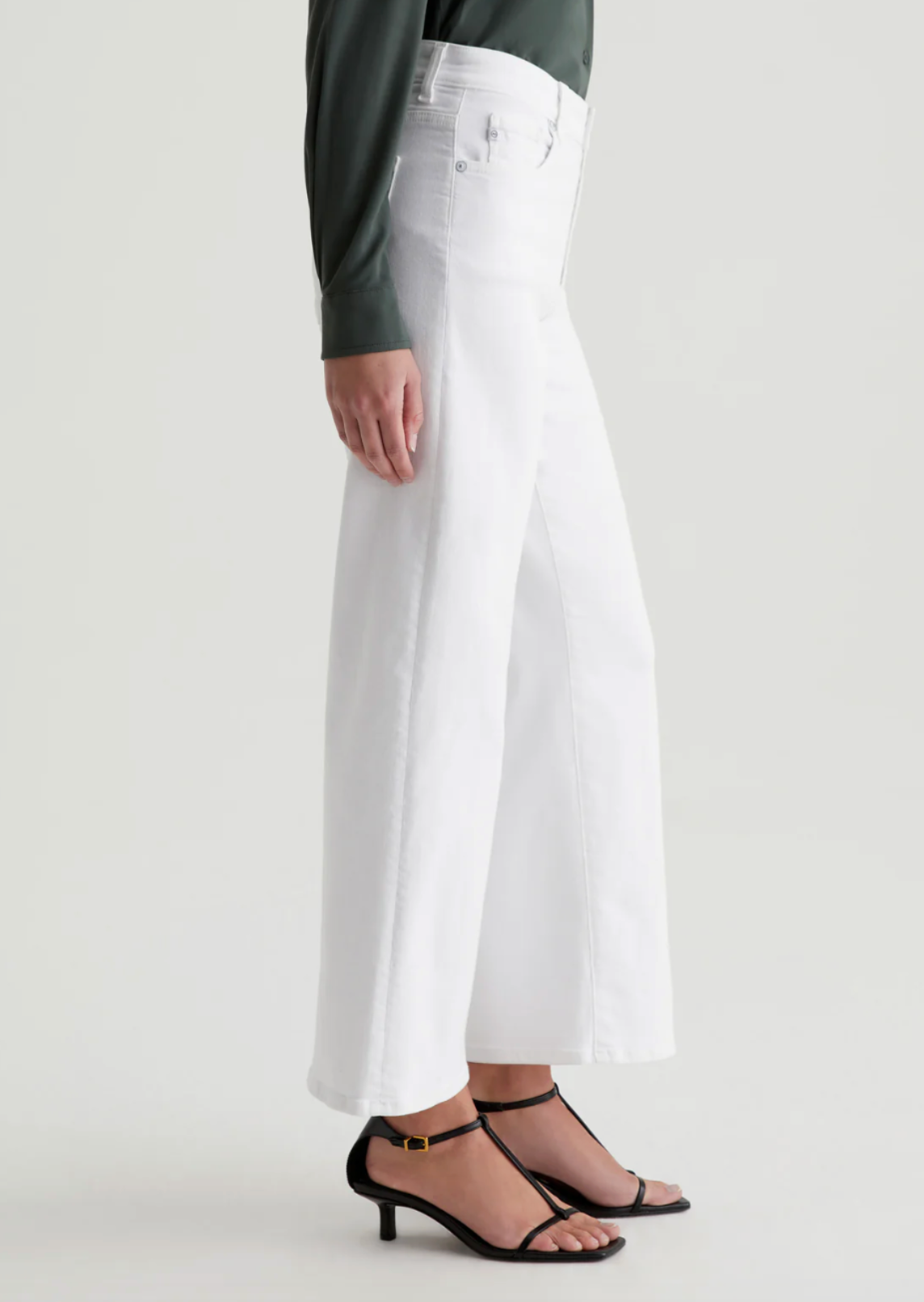 AG SAIGE WIDE LEG CROP OPTIC WHITE