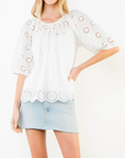 THML GRACIE EYELET PEASANT BLOUSE
