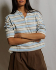PERFECTWHITETEE DARIA COTTON COLLARED RUGBY BRACELET-LENGTH SLEEVE SHIRT