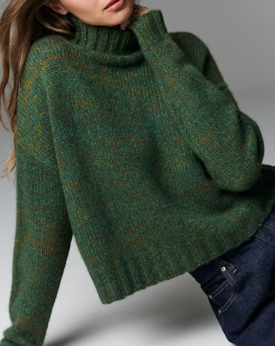 AUTUMN CASHMERE CROPPED CHUNKY MOCK W/ SPACE DYE