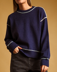 MIOU MUSE MULTI COLOR CONTRAST DETAIL KNIT TOP