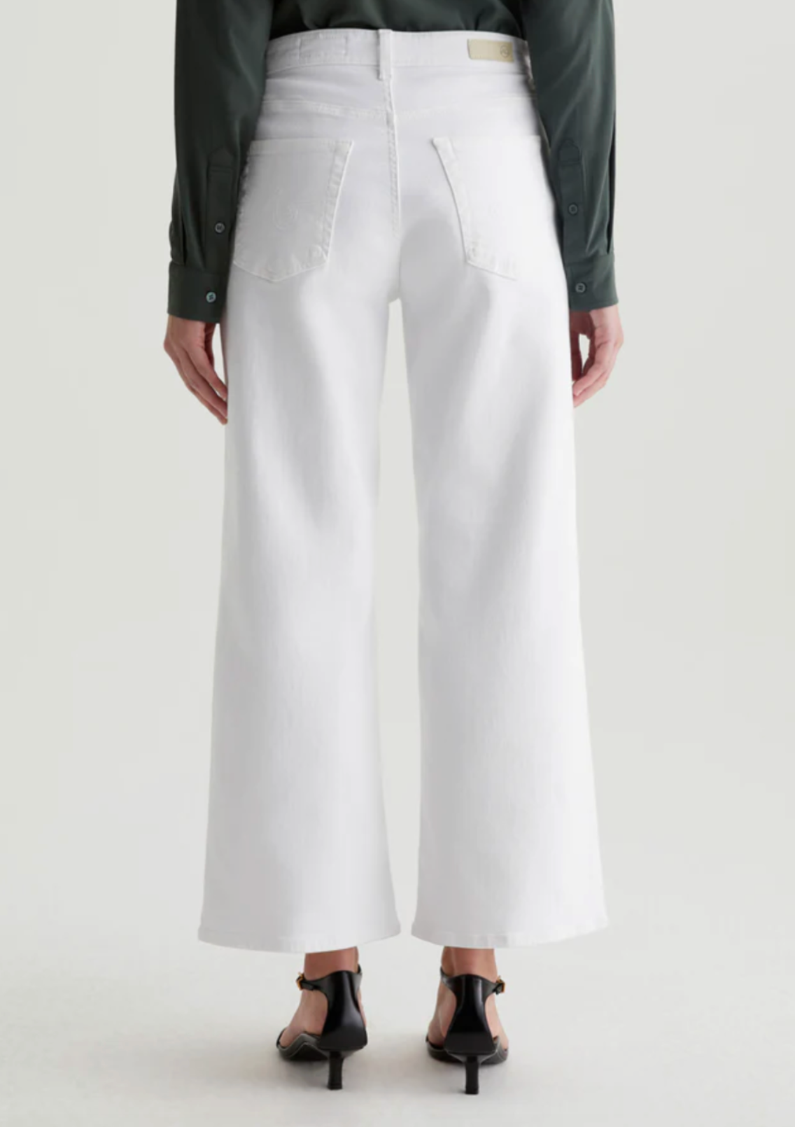 AG SAIGE WIDE LEG CROP OPTIC WHITE