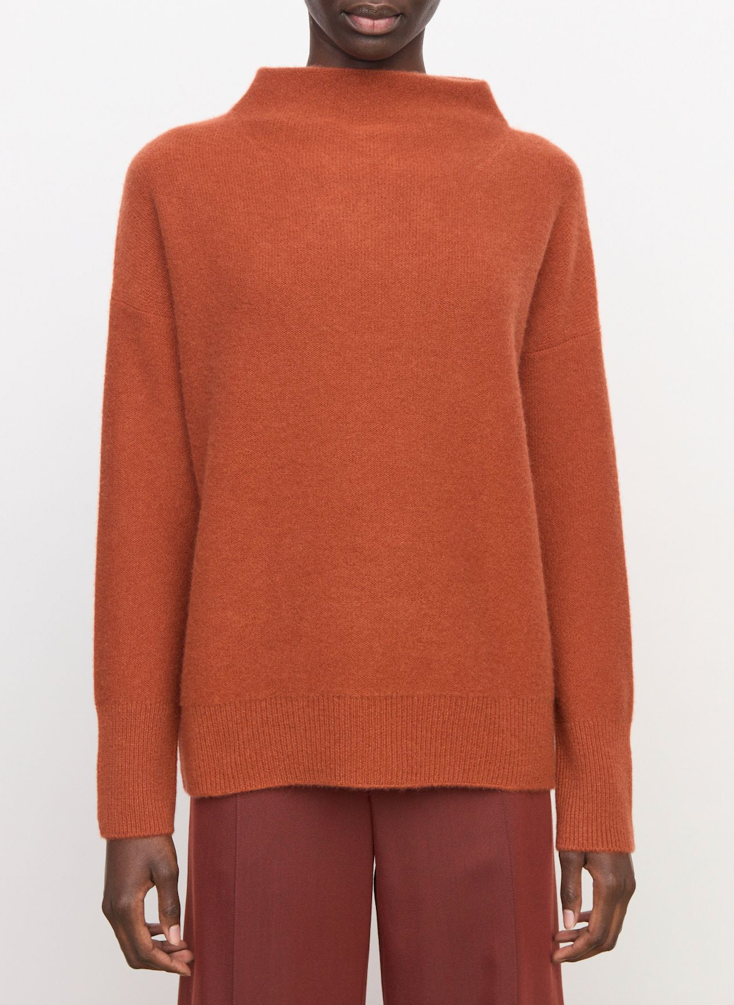 VINCE BOILED FUNNEL NECK PULLOVER