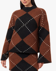 HABITUAL ARGYLE MOCK NECK SWEATER