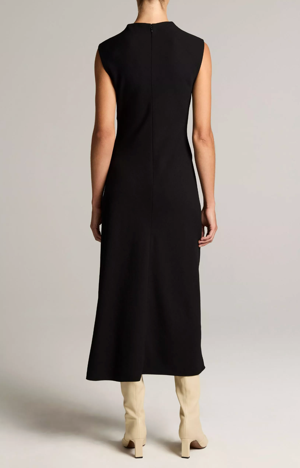 VINCE DRAPED FUNNEL NECK DRESS
