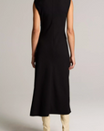 VINCE DRAPED FUNNEL NECK DRESS
