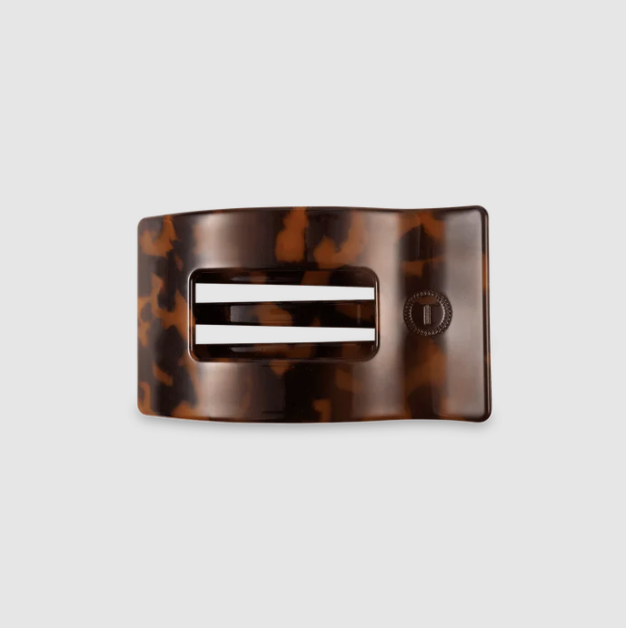 TELETIES SMALL FLAT RECTANGLE HAIR CLIP - TORTOISE