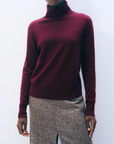 WHITE & WARREN CASHMERE RIB TRIM EASY TURTLENECK