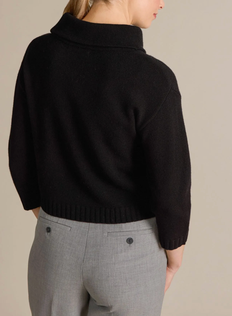 ALASHAN CASHMERE MERINO HEDY 3/4 SLEEVE WIDE MOCK NECK