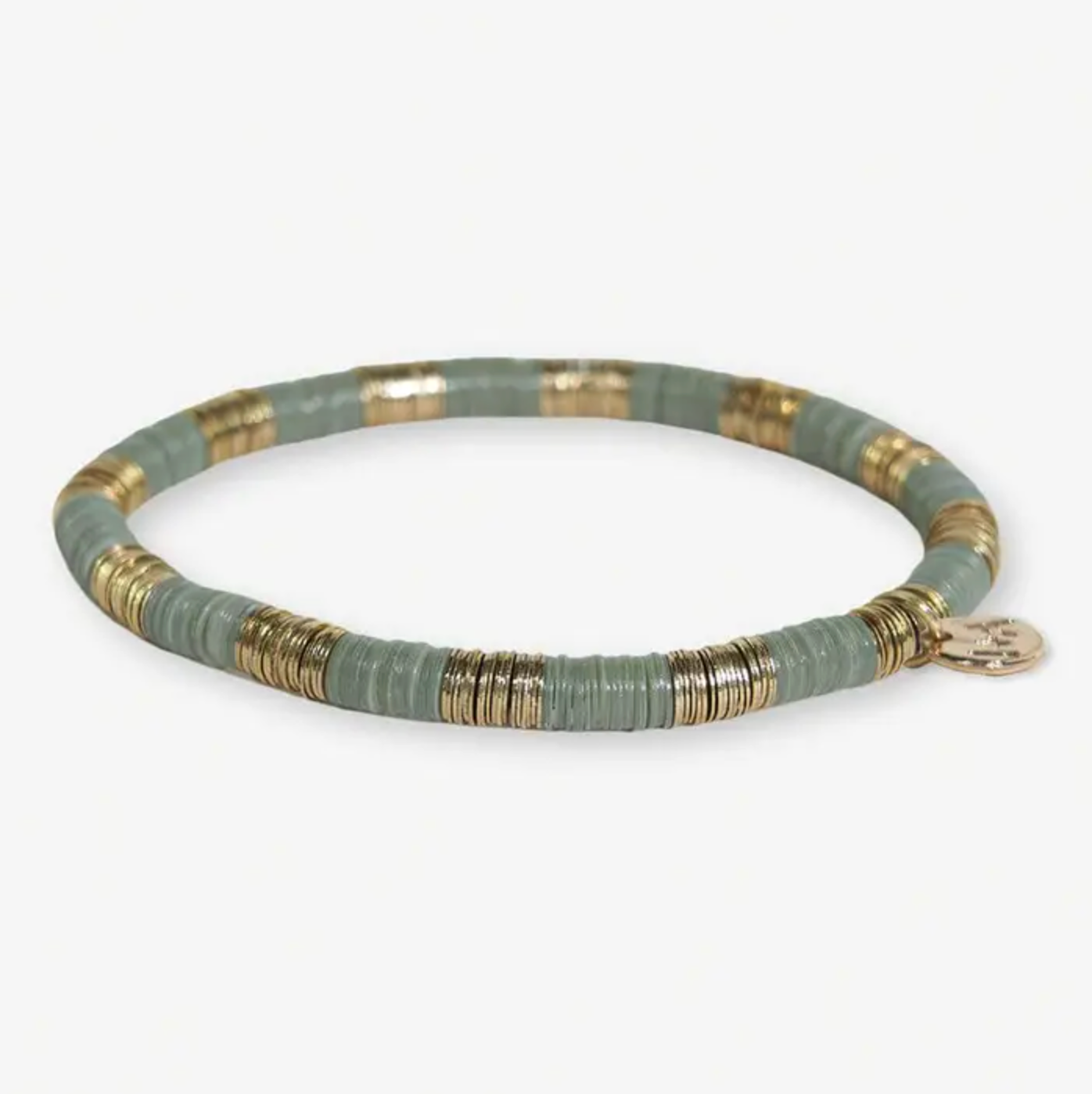 INK + ALLOY GRACE TWO-COLOR BLOCK SEQUIN STRETCH BRACELET MINT GREEN AND GOLD