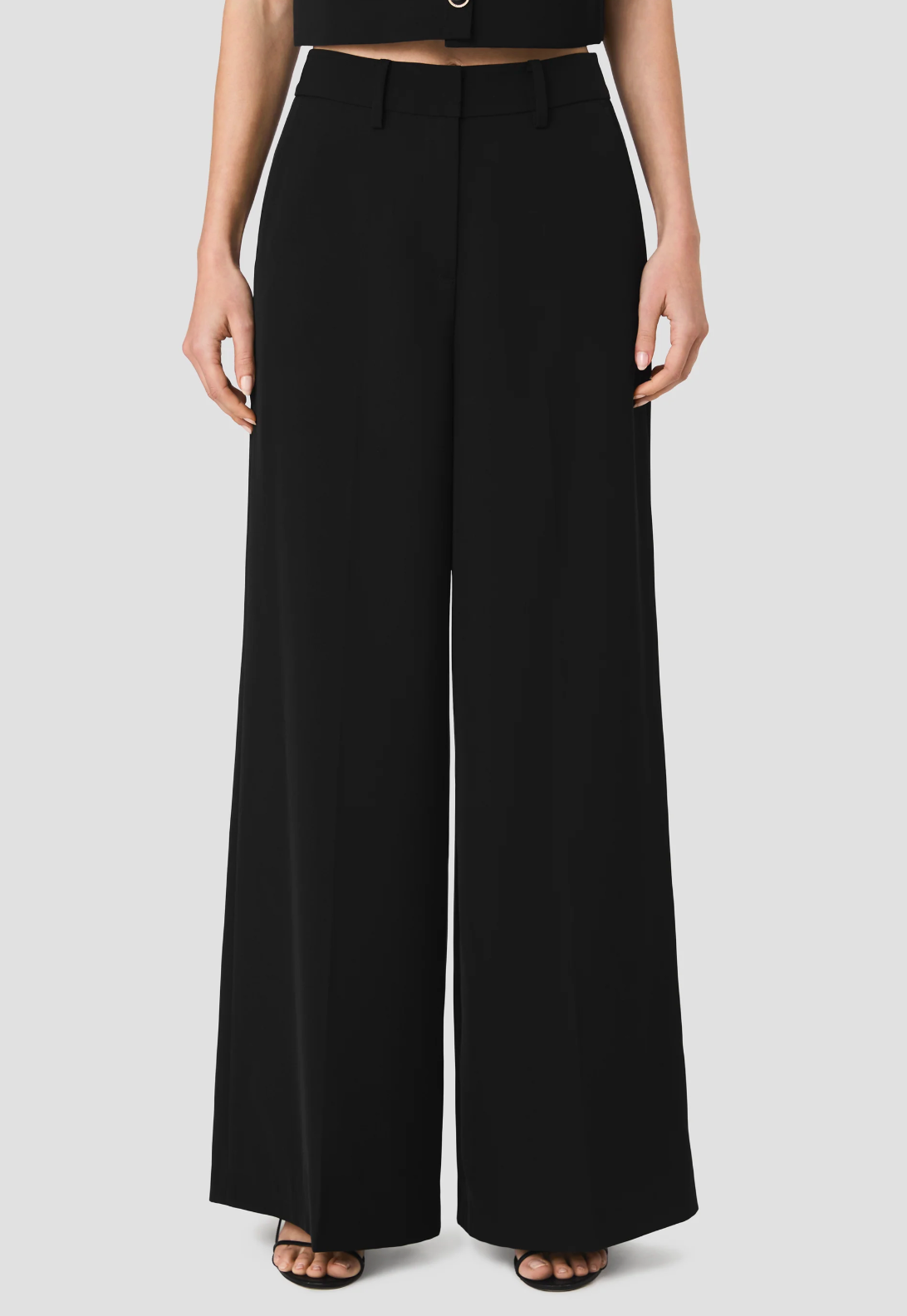 FRENCH CONNECTION HARRY SUITING HIGH WAISTED WIDE LEG TROUSERS