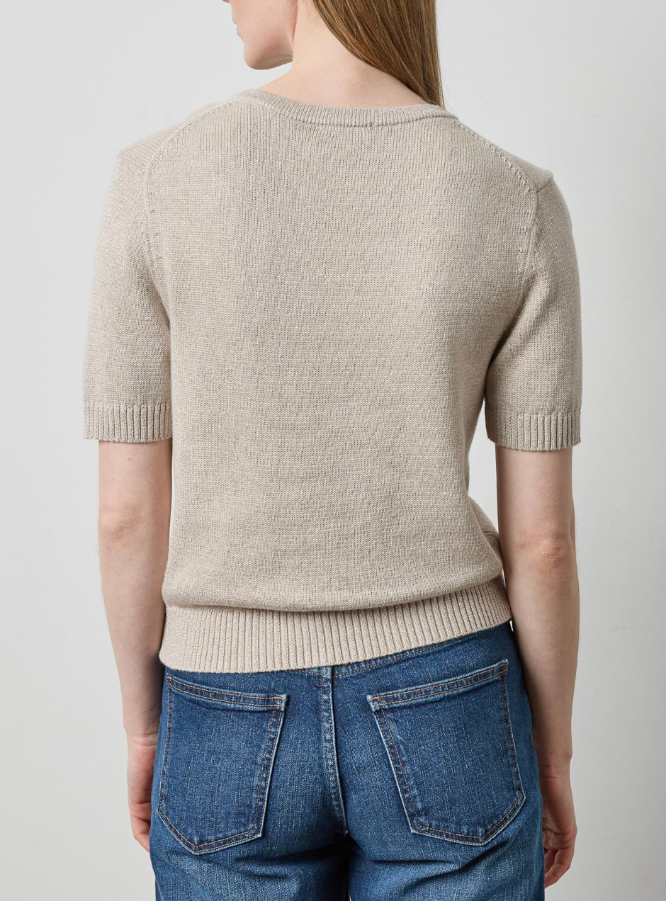 LILLA P SHORT SLEEVE V-NECK SPARKLE SWEATER