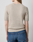 LILLA P SHORT SLEEVE V-NECK SPARKLE SWEATER