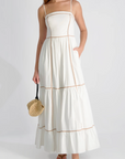 FRENCH CONNECTION CAMBRIA CONTRAST TRIM MAXI DRESS