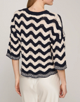 AUTUMN CASHMERE ZIG ZAG STITCH S/S CREW W/ SCALLOP EDGE